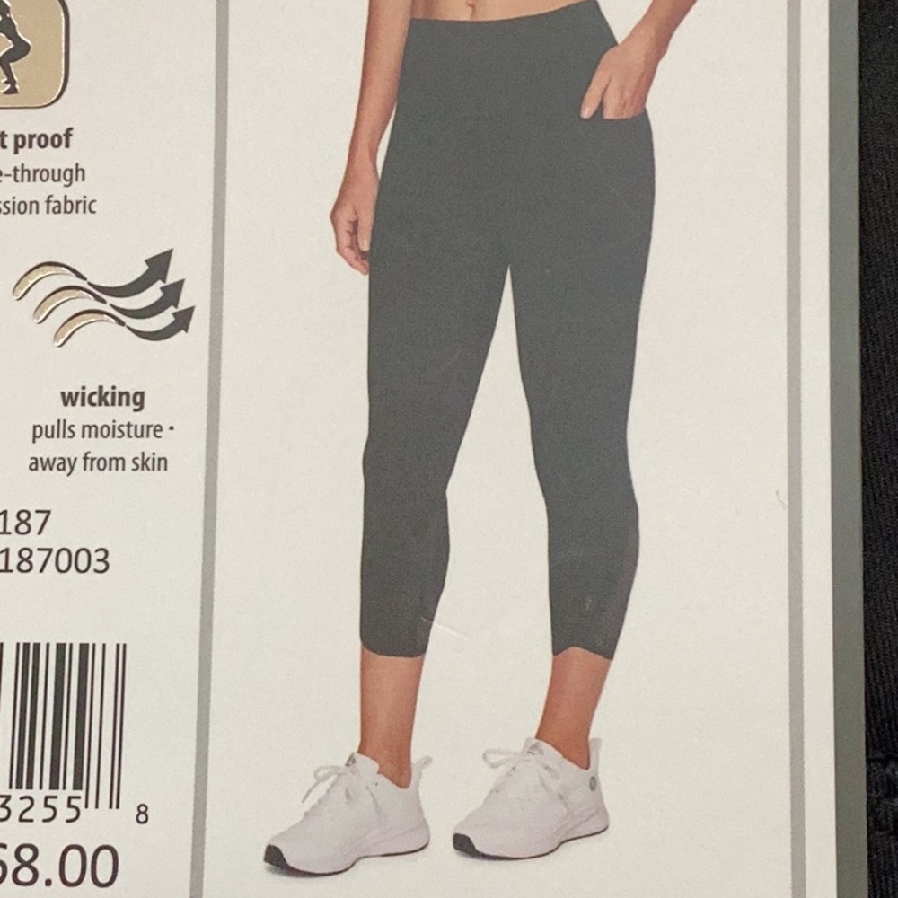 RBX Squat Proof Capri Legging w/ Floating Pockets, Tulip Hem w/ Mesh Details